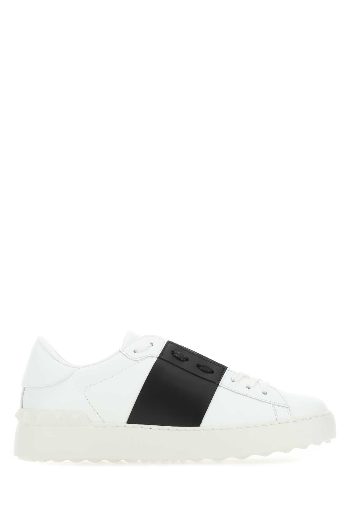 Valentino Garavani Men White Leather Open Sneakers With Black Band VALENTINO GARAVANI