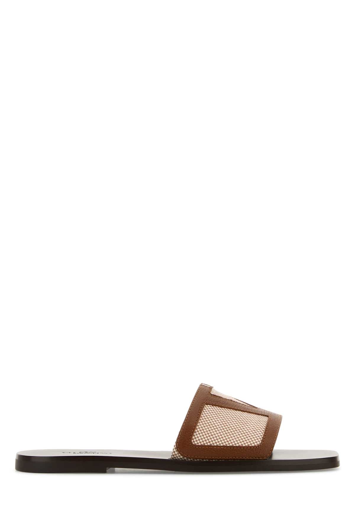 Valentino Garavani Men Two-Tone Canvas And Leather Viva Superstar Slippers VALENTINO GARAVANI