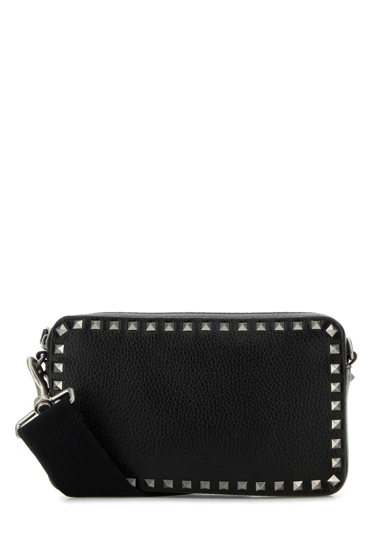 Valentino Garavani Men Black Leather Rockstud Crossbody Bag VALENTINO GARAVANI