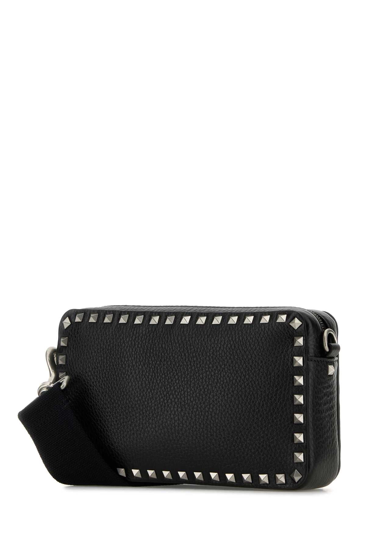 Valentino Garavani Men Black Leather Rockstud Crossbody Bag VALENTINO GARAVANI