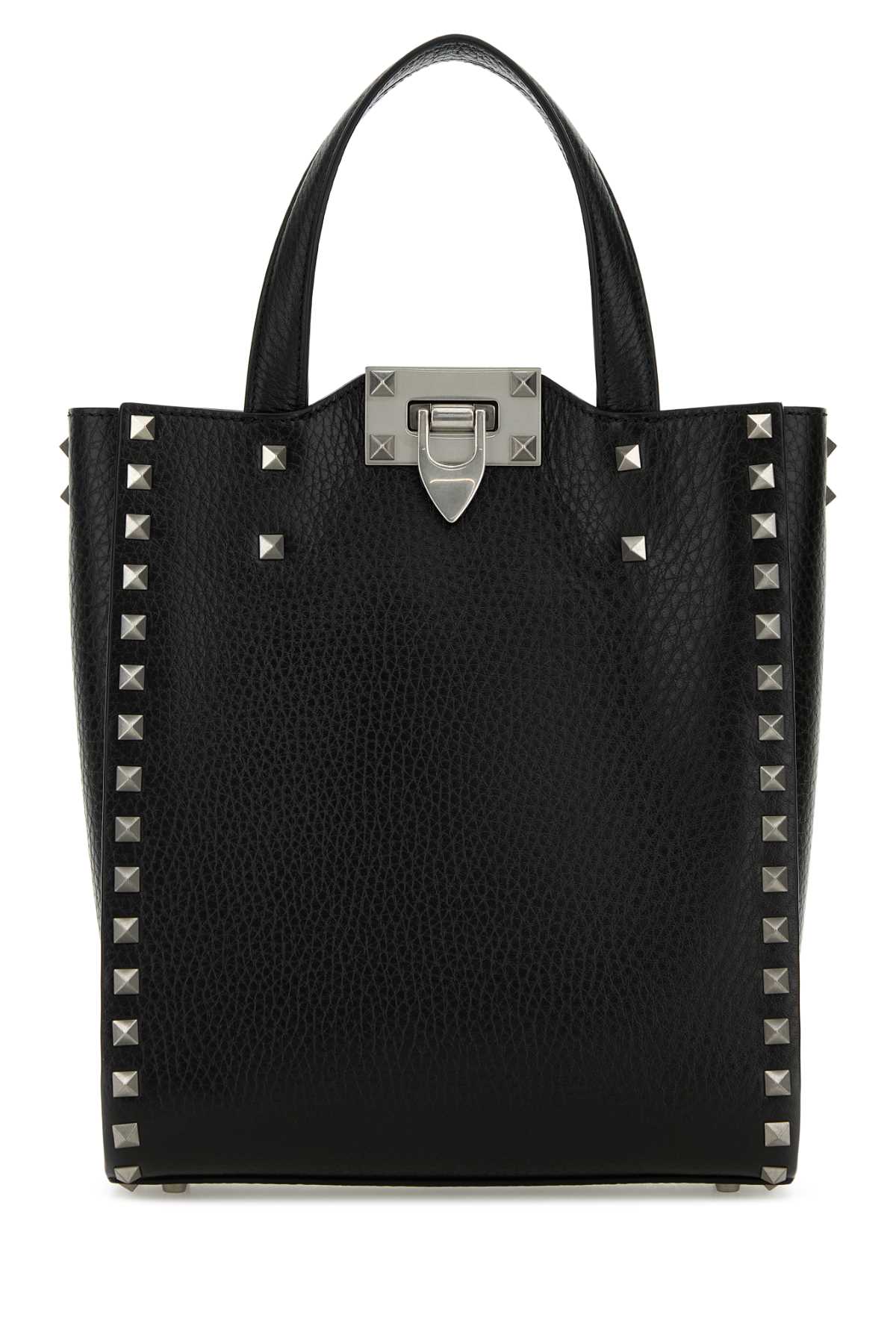 Valentino Garavani Men Black Leather Rockstud Handbag VALENTINO GARAVANI