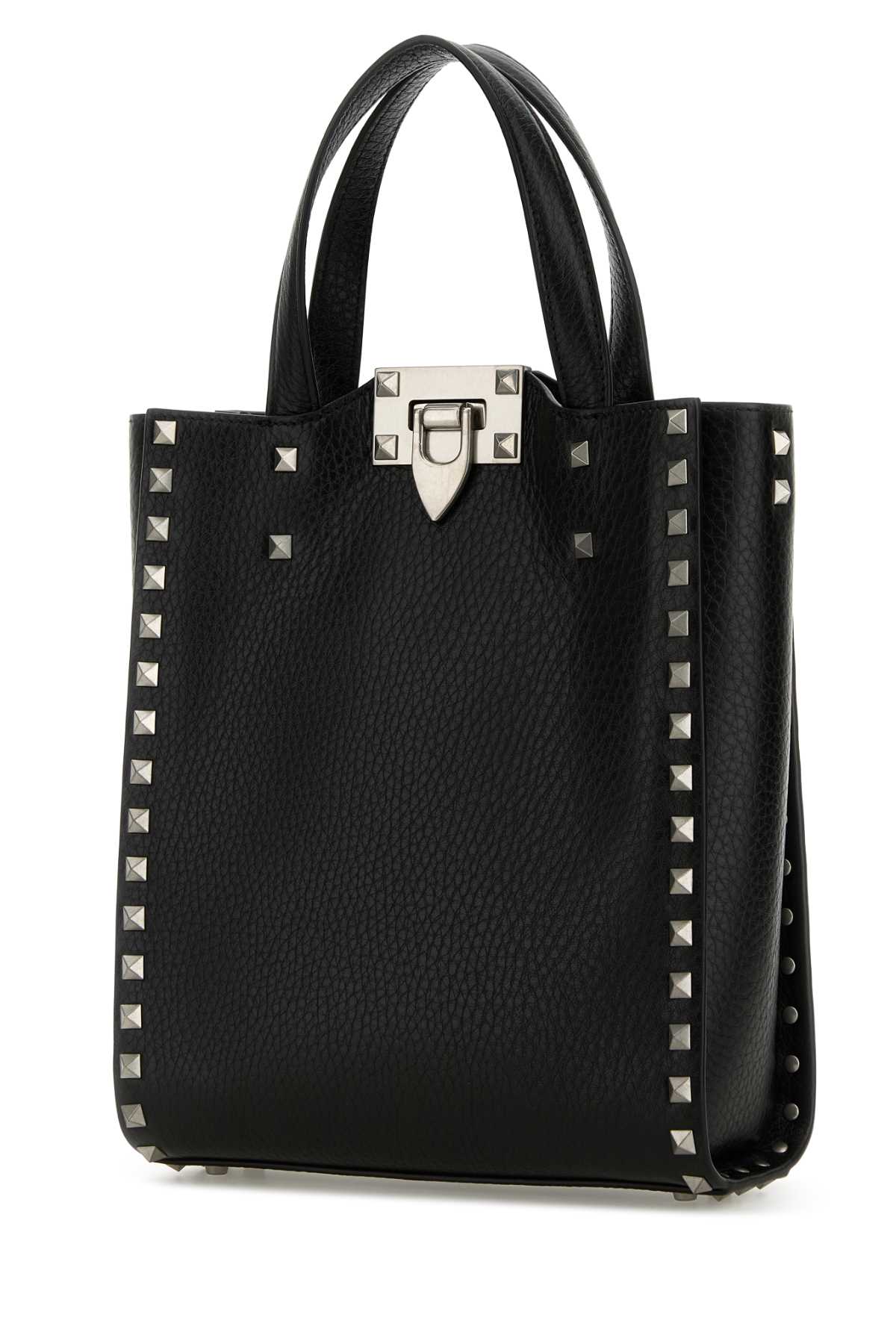 Valentino Garavani Men Black Leather Rockstud Handbag VALENTINO GARAVANI