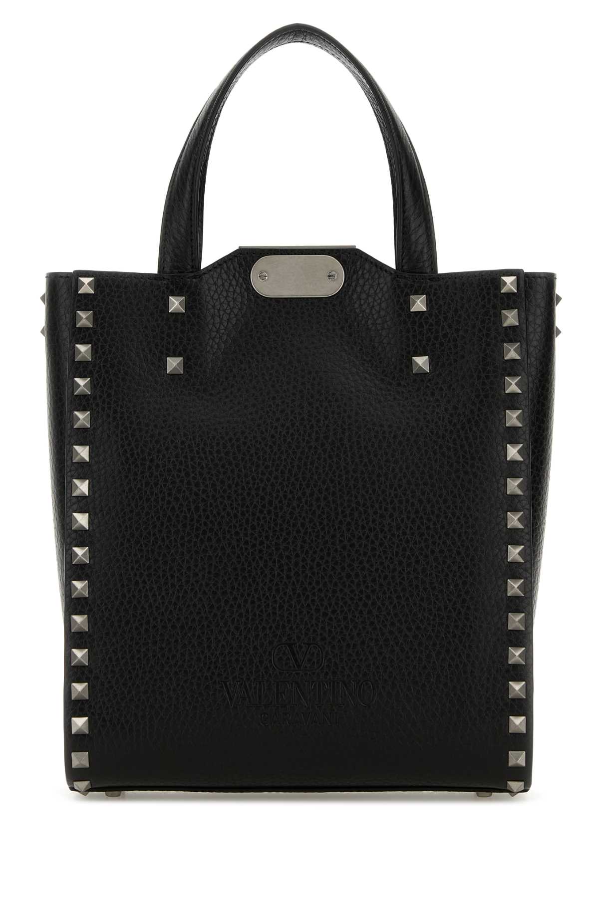 Valentino Garavani Men Black Leather Rockstud Handbag VALENTINO GARAVANI