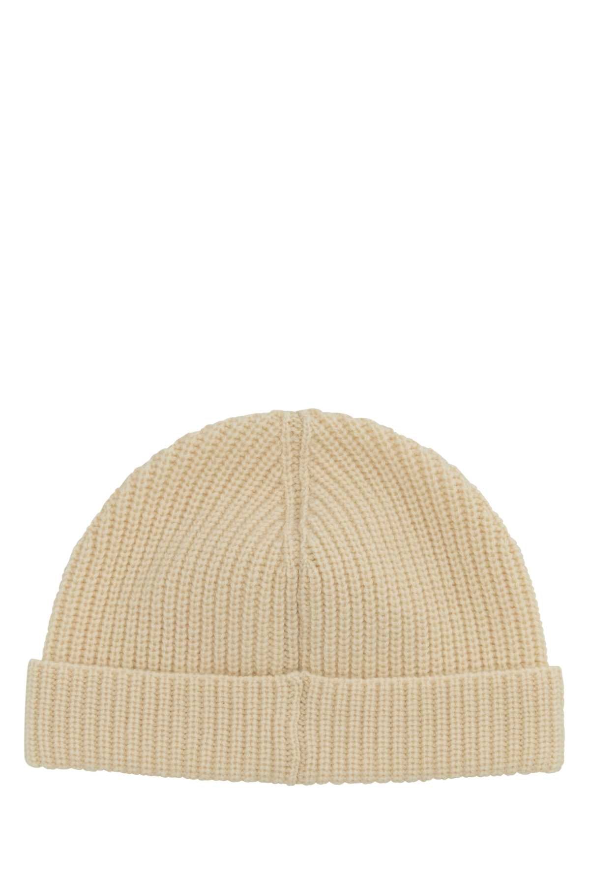 Valentino Garavani Men Sand Cashmere Beanie Hat VALENTINO GARAVANI