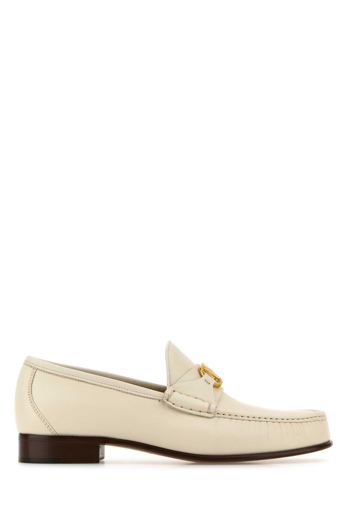 Valentino Garavani Men Ivory Leather Vlogo Signature Loafers VALENTINO GARAVANI