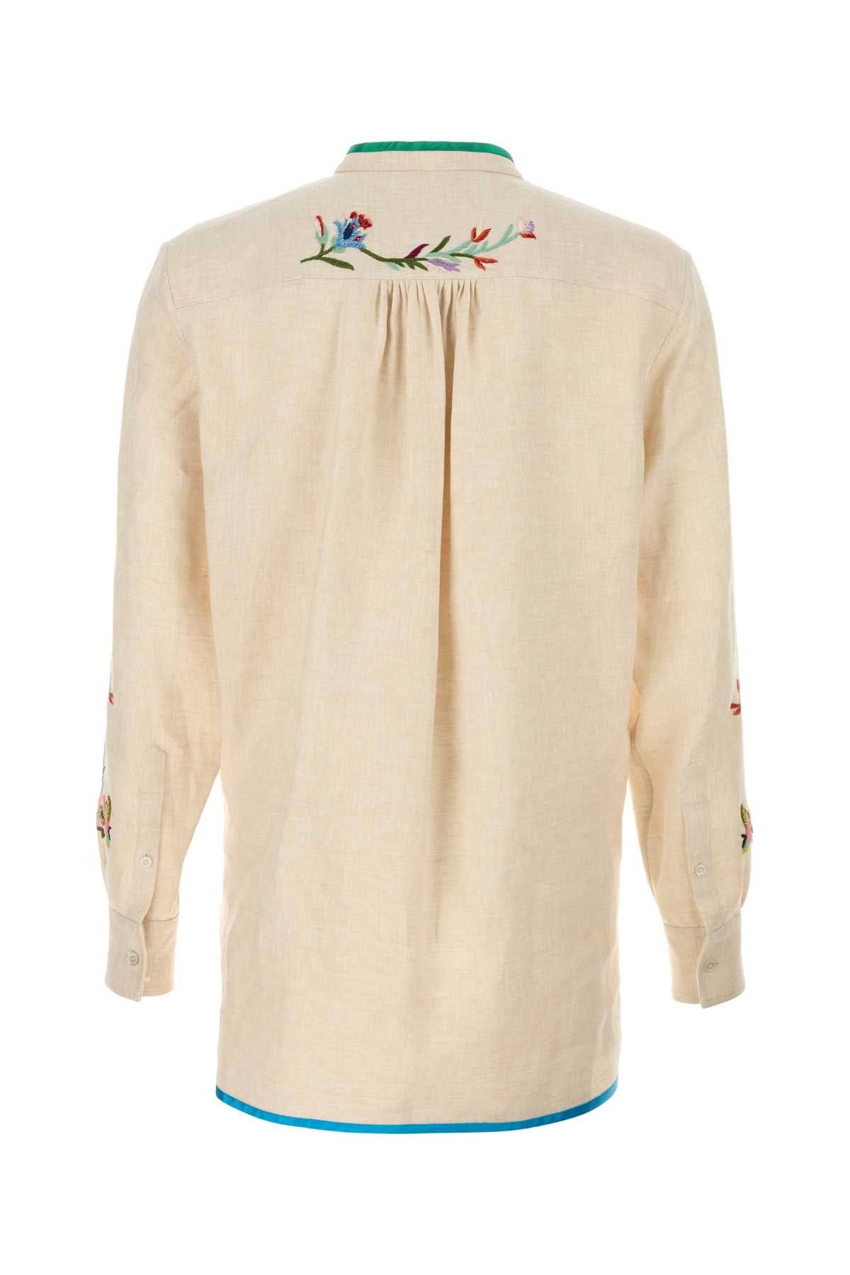 Valentino Garavani Men Ivory Linen Shirt VALENTINO GARAVANI