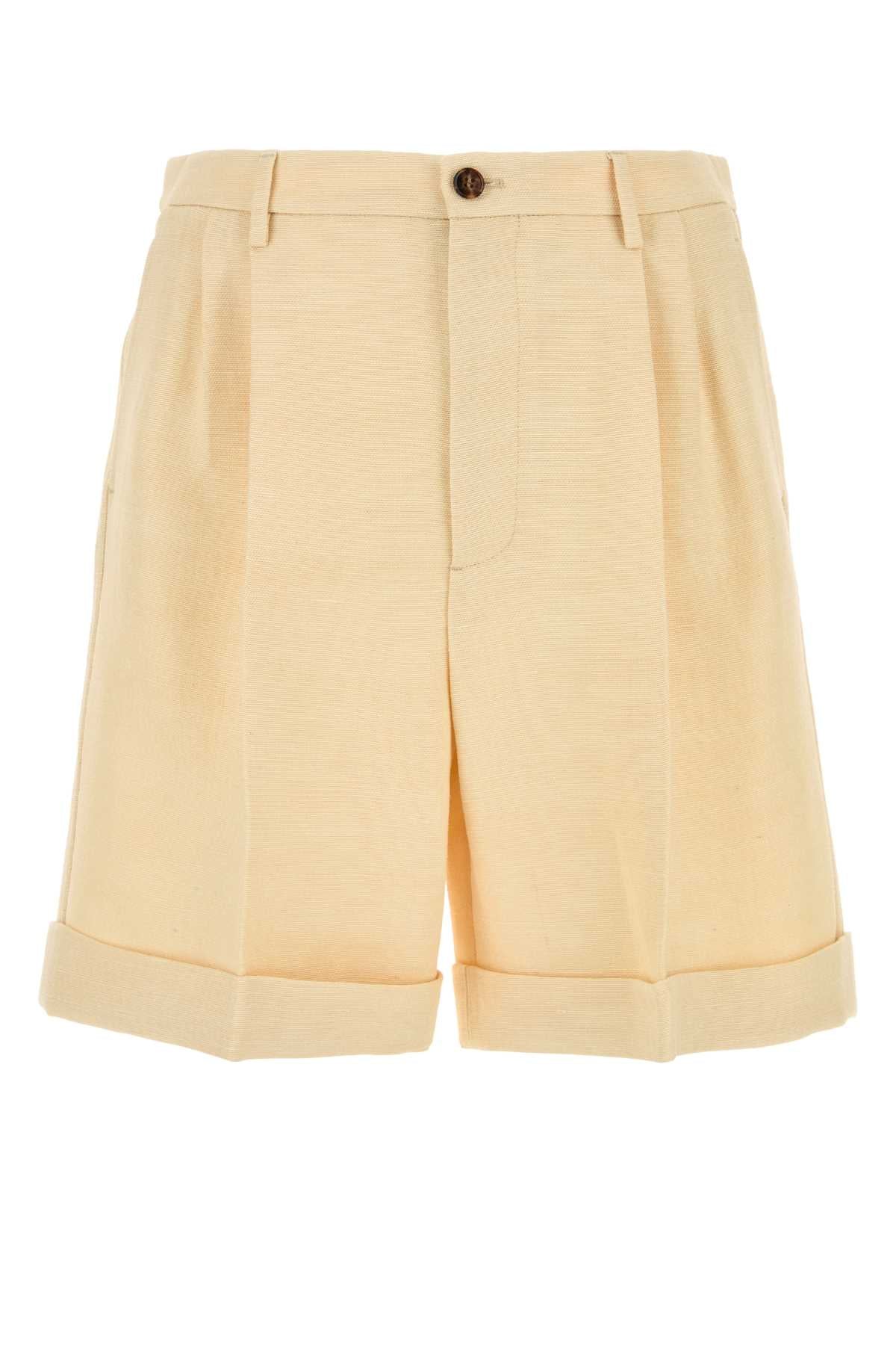 Valentino Garavani Men Cream Jute Bermuda Shorts VALENTINO GARAVANI