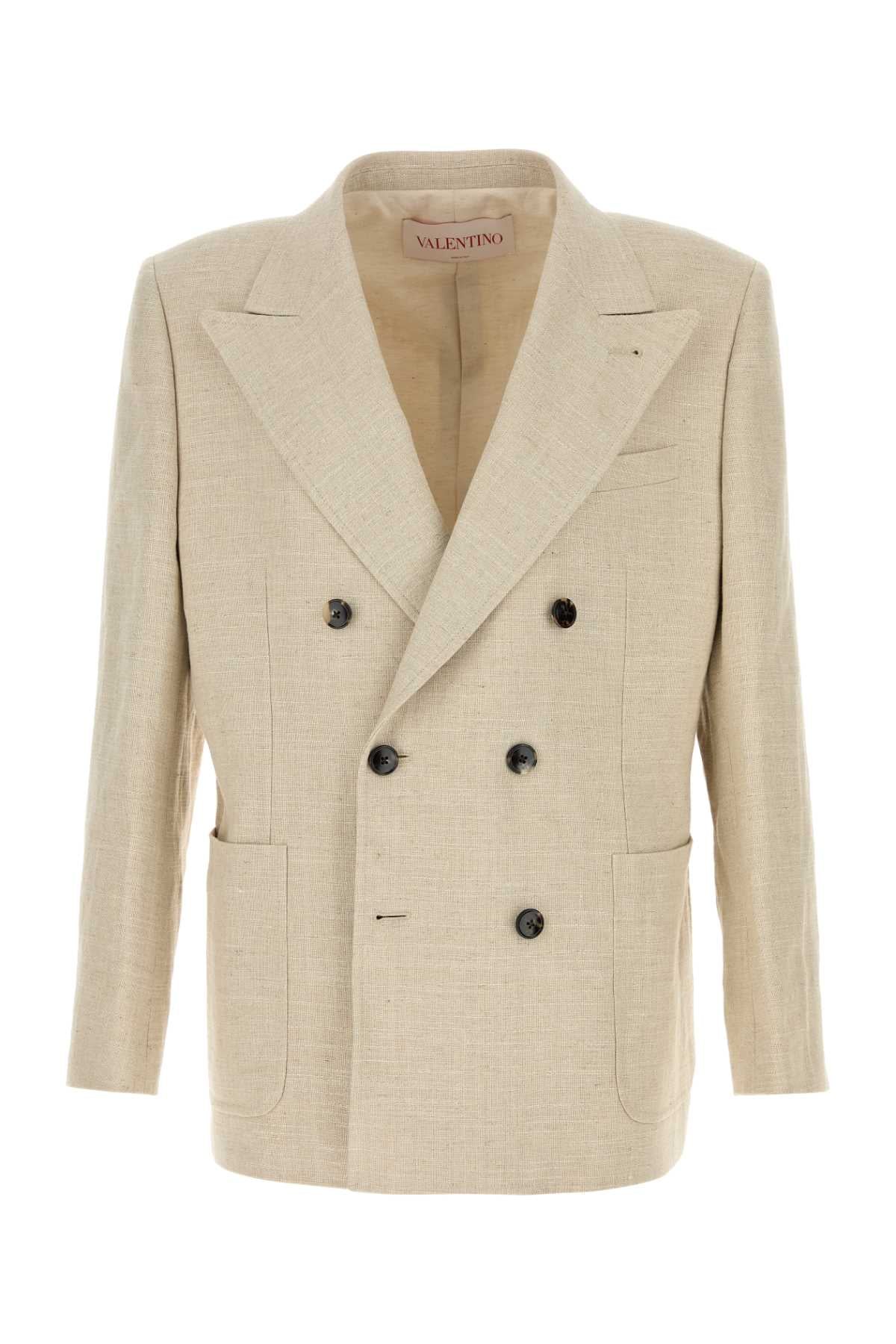 Valentino Garavani Men Beige Linen Blend Blazer VALENTINO GARAVANI