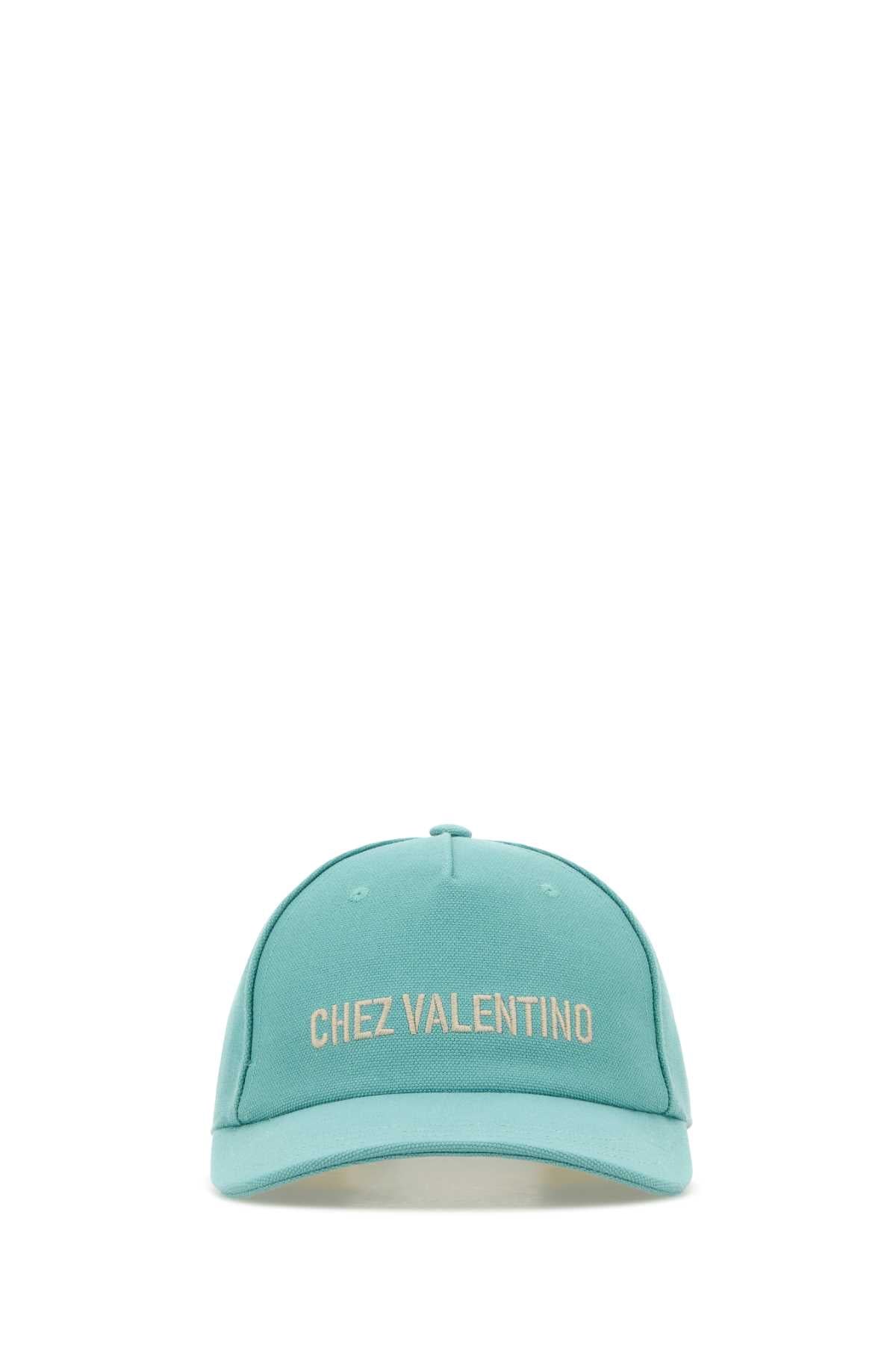 Valentino Garavani Men Light Blue Cotton Baseball Cap VALENTINO GARAVANI