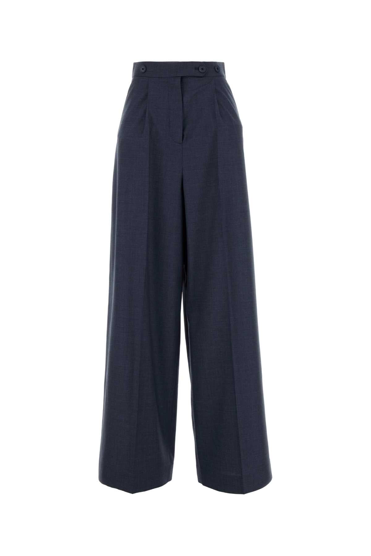 Givenchy Women Blue Wool Palazzo Pant GIVENCHY