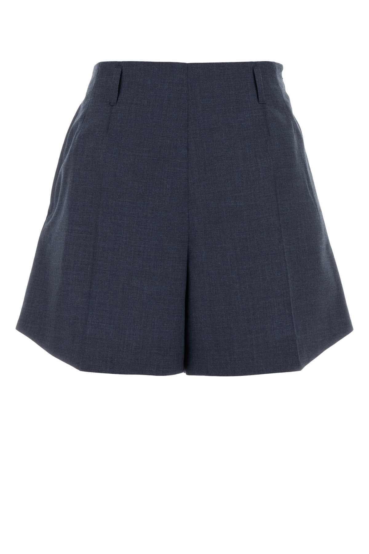 Givenchy Women Navy Blue Wool Shorts GIVENCHY