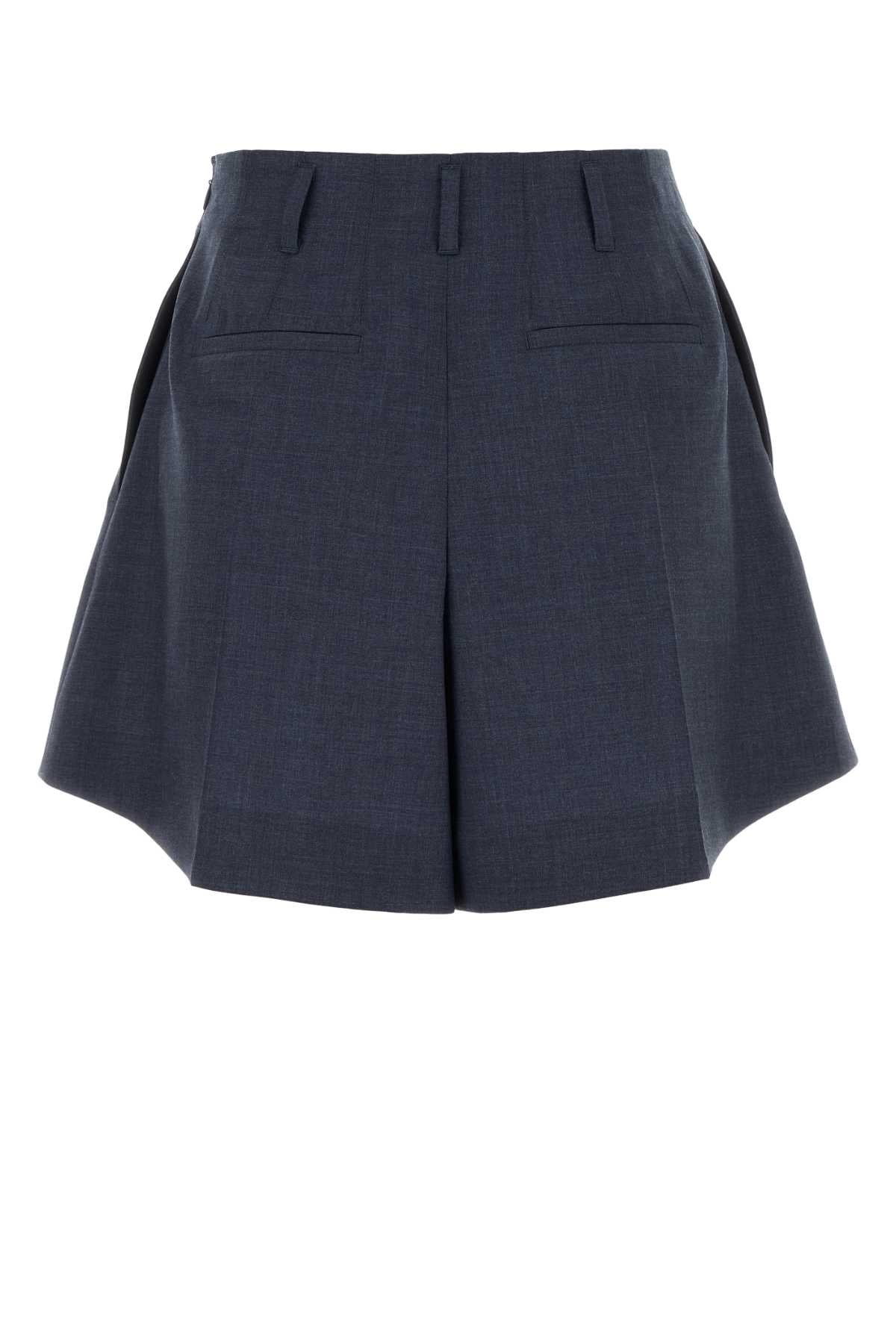 Givenchy Women Navy Blue Wool Shorts GIVENCHY