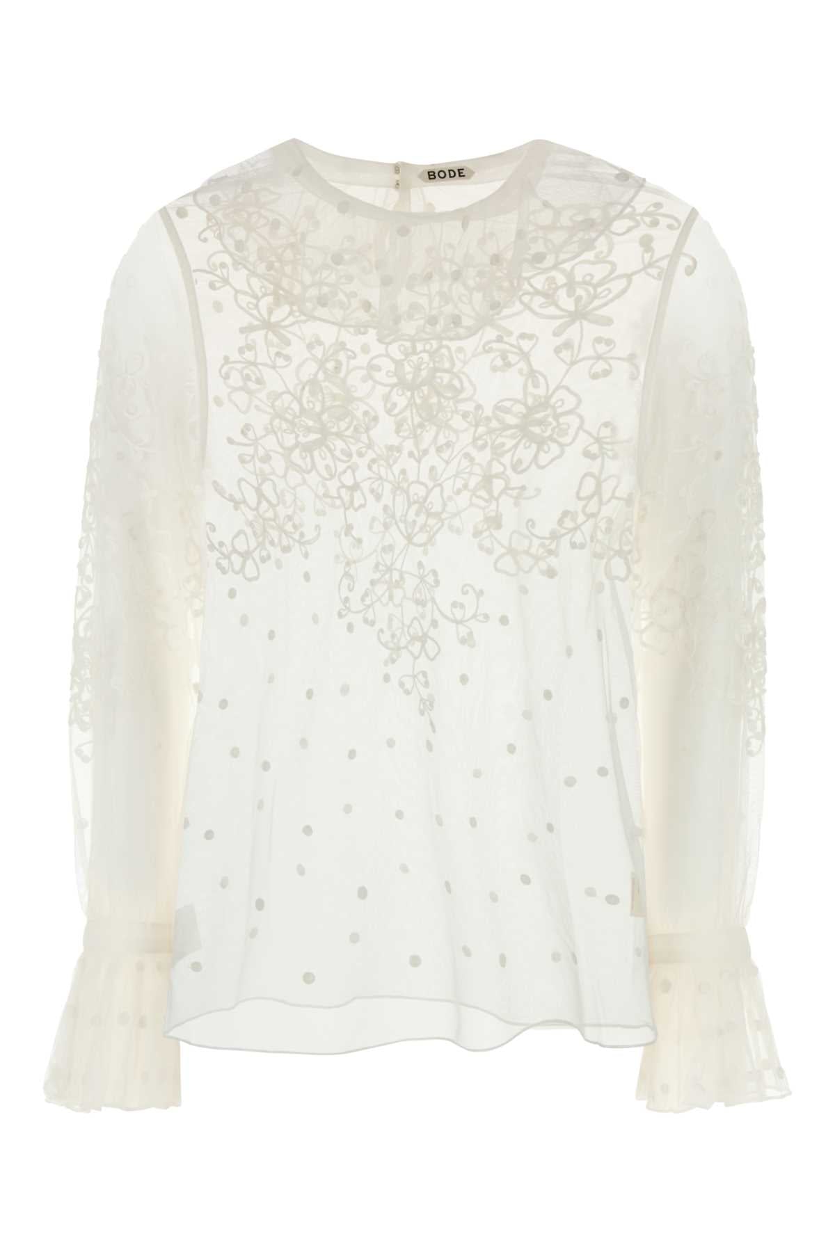 Bode Women White Mesh Middlemist Blouse BODE