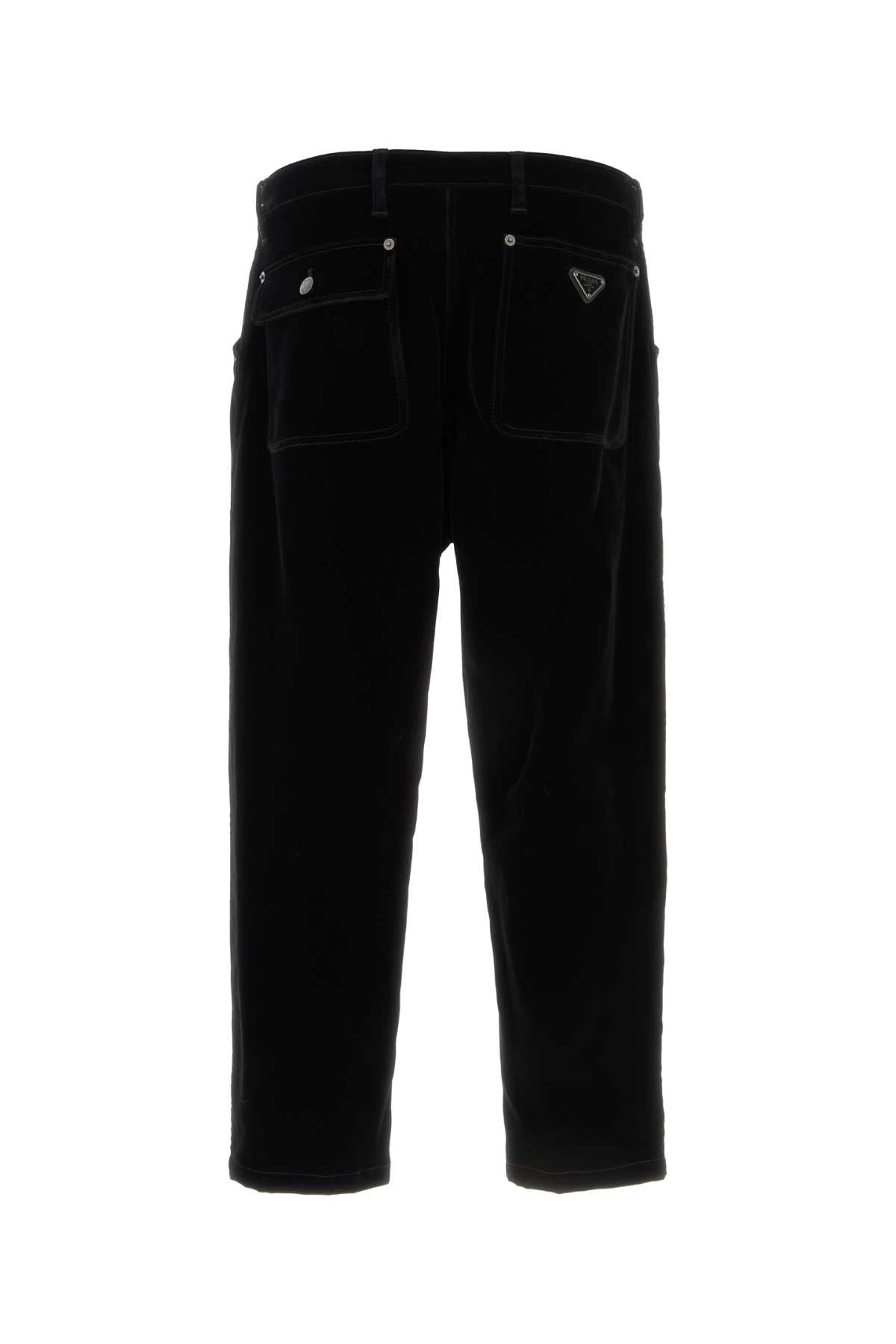 Prada Men Black Velvet Denim Pant PRADA