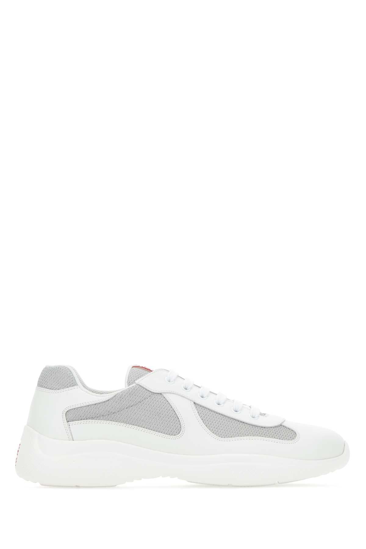 Prada Men Two-Tone Leather And Tech Fabric Sneakers PRADA