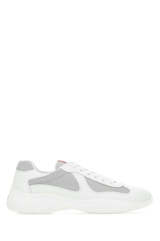 Prada Men Two-Tone Leather And Tech Fabric Sneakers PRADA