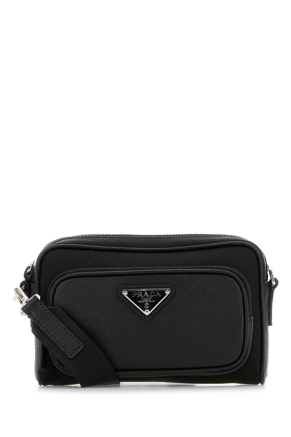 Prada Men Black Re-Nylon And Leather Crossbody Bag PRADA
