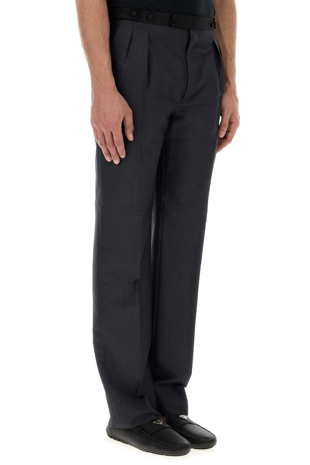 Prada Men Charcoal Mohair Blend Pant PRADA