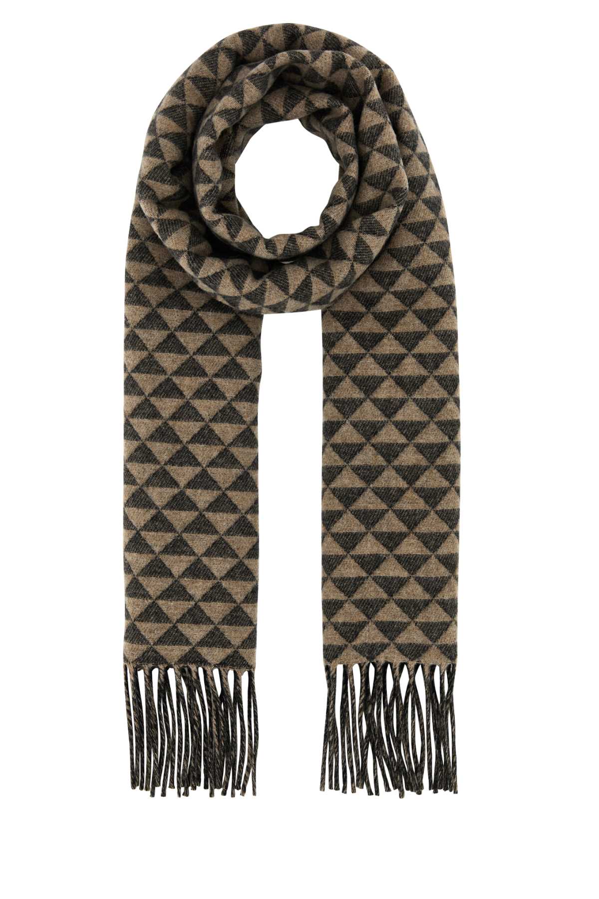 Prada Men Embroidered Wool Blend Scarf PRADA