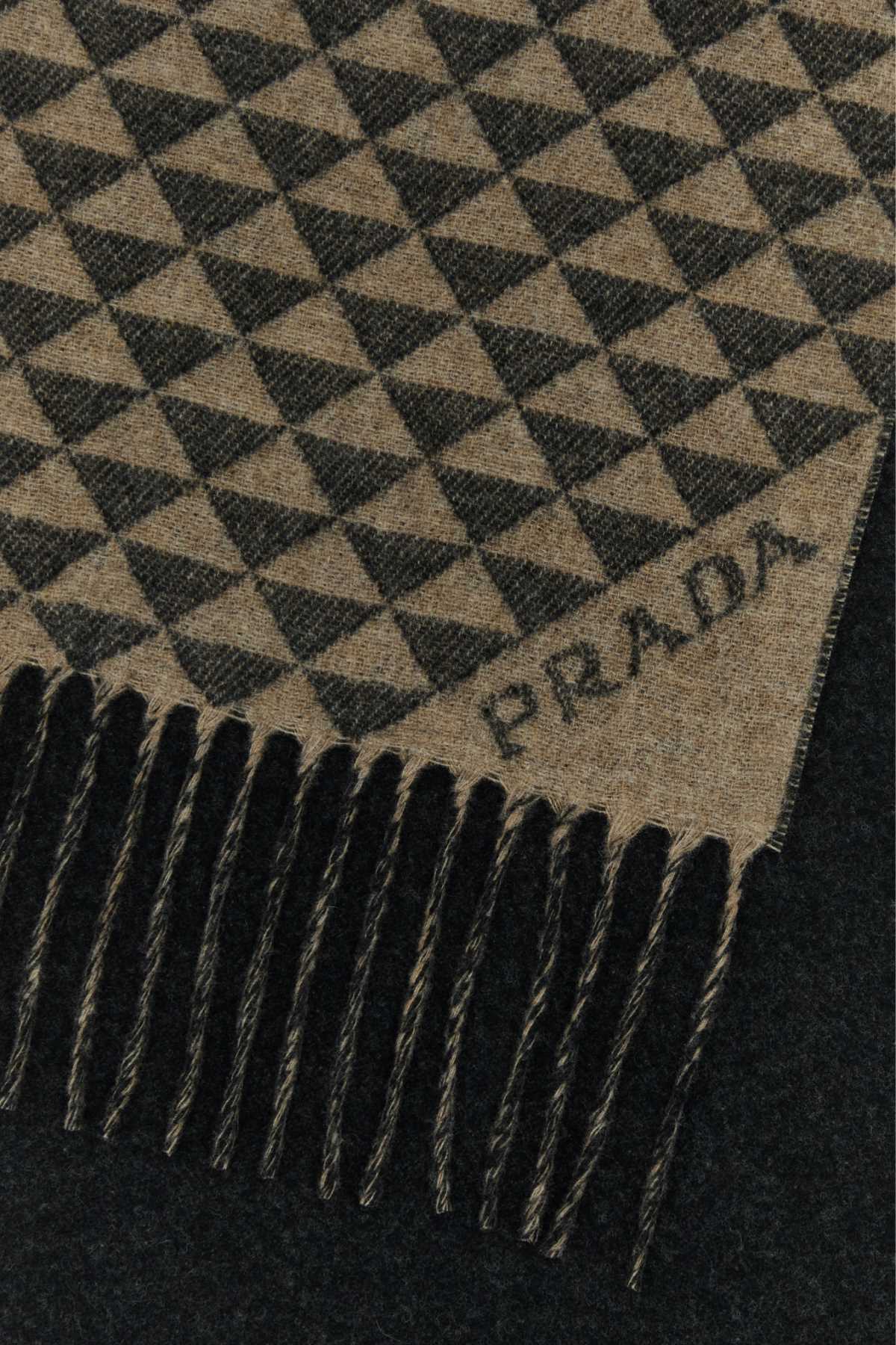 Prada Men Embroidered Wool Blend Scarf PRADA