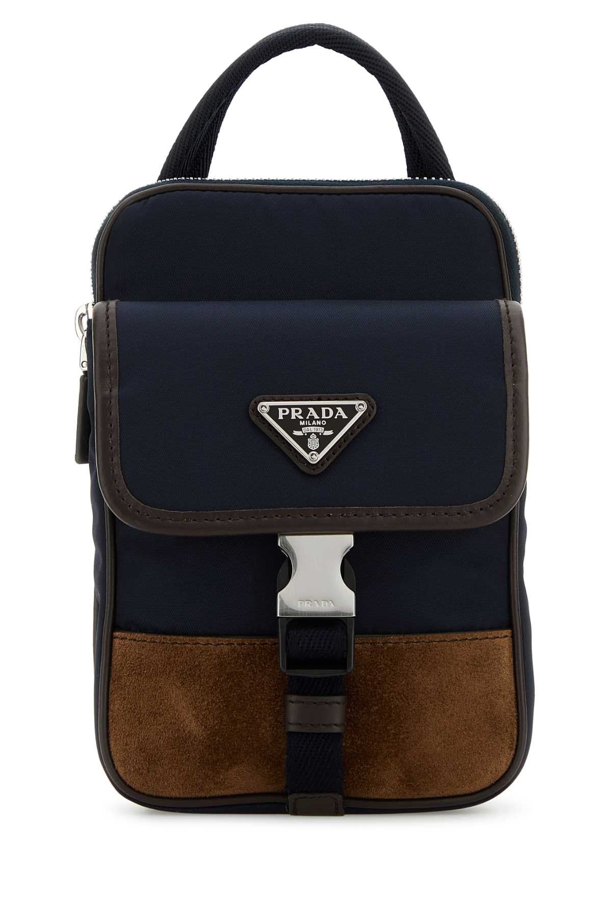 Prada Men Two-Tone Nylon And Suede Phone Case PRADA