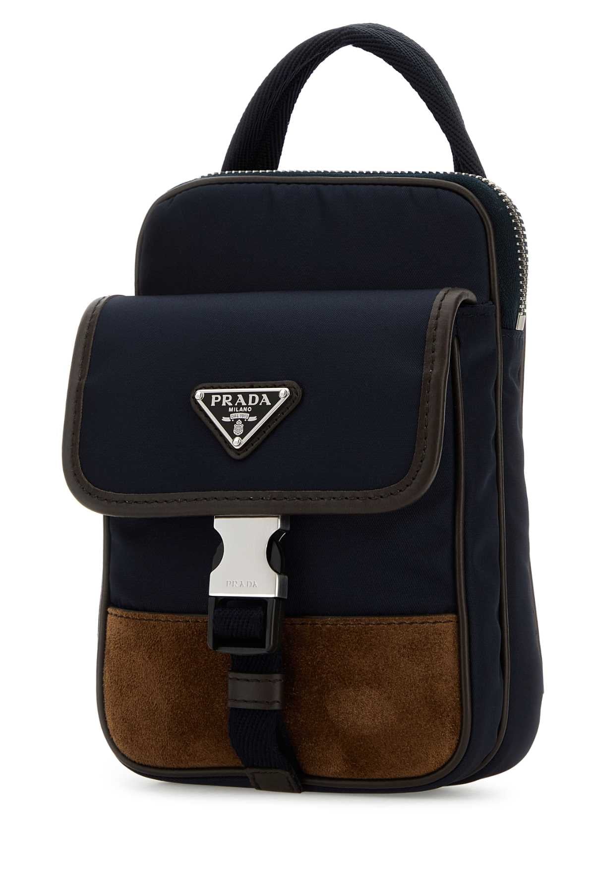 Prada Men Two-Tone Nylon And Suede Phone Case PRADA