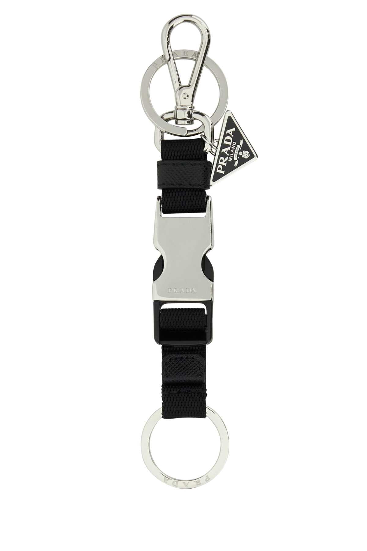Prada Men Black Fabric Keyring PRADA
