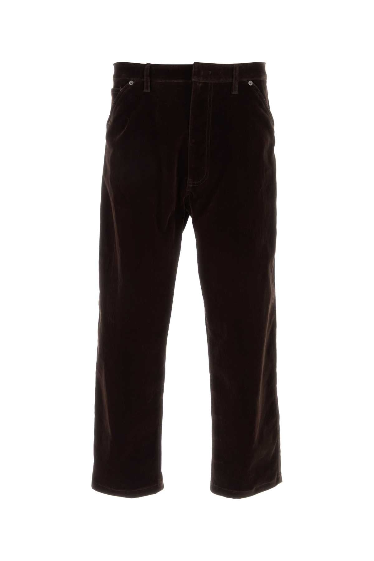 Prada Men Dark Brown Velvet Denim Pant PRADA