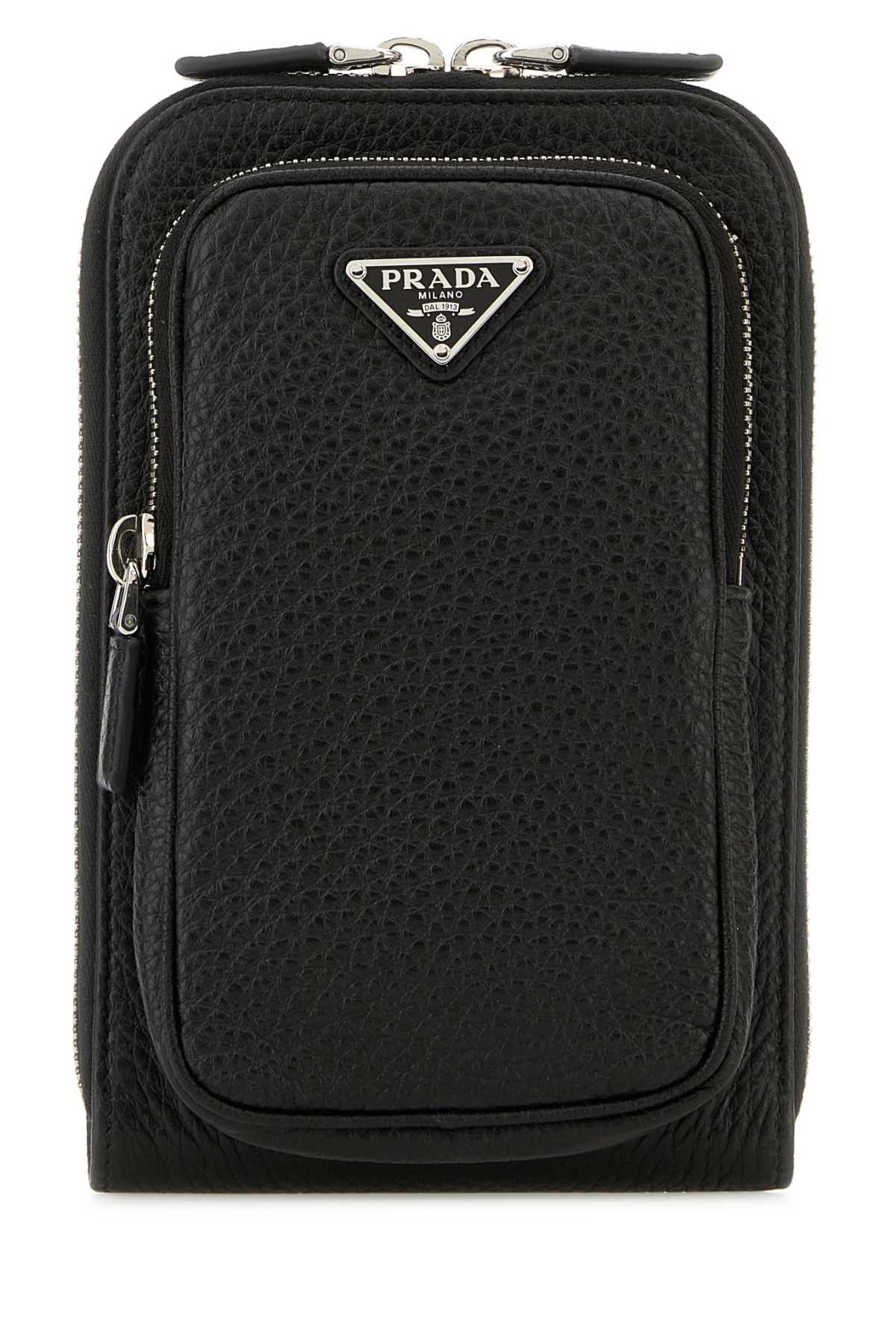 Prada Men Black Leather Phone Case PRADA