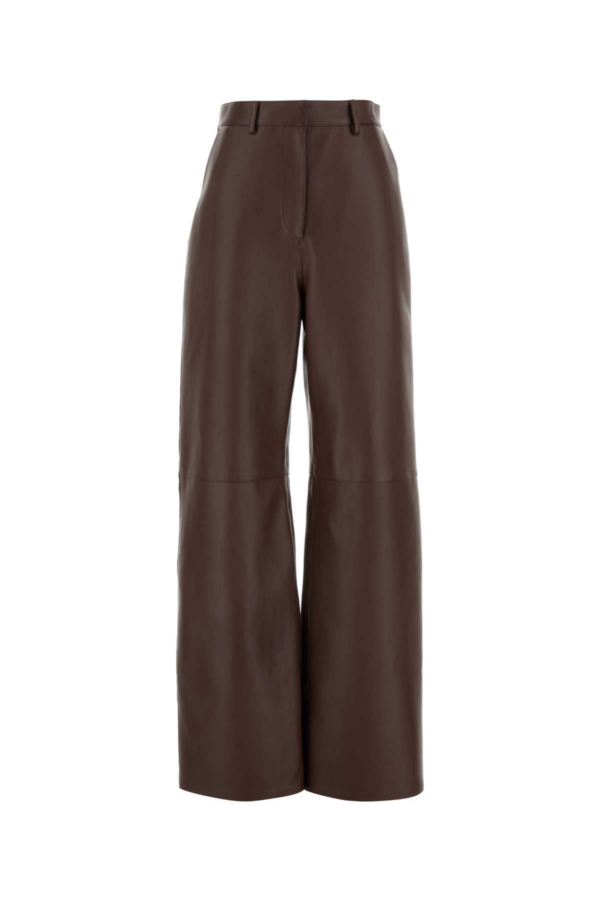 Loewe Women Chocolate Nappa Leather Pant LOEWE