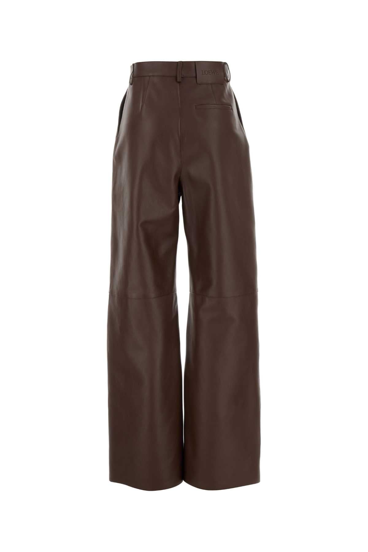 Loewe Women Chocolate Nappa Leather Pant LOEWE