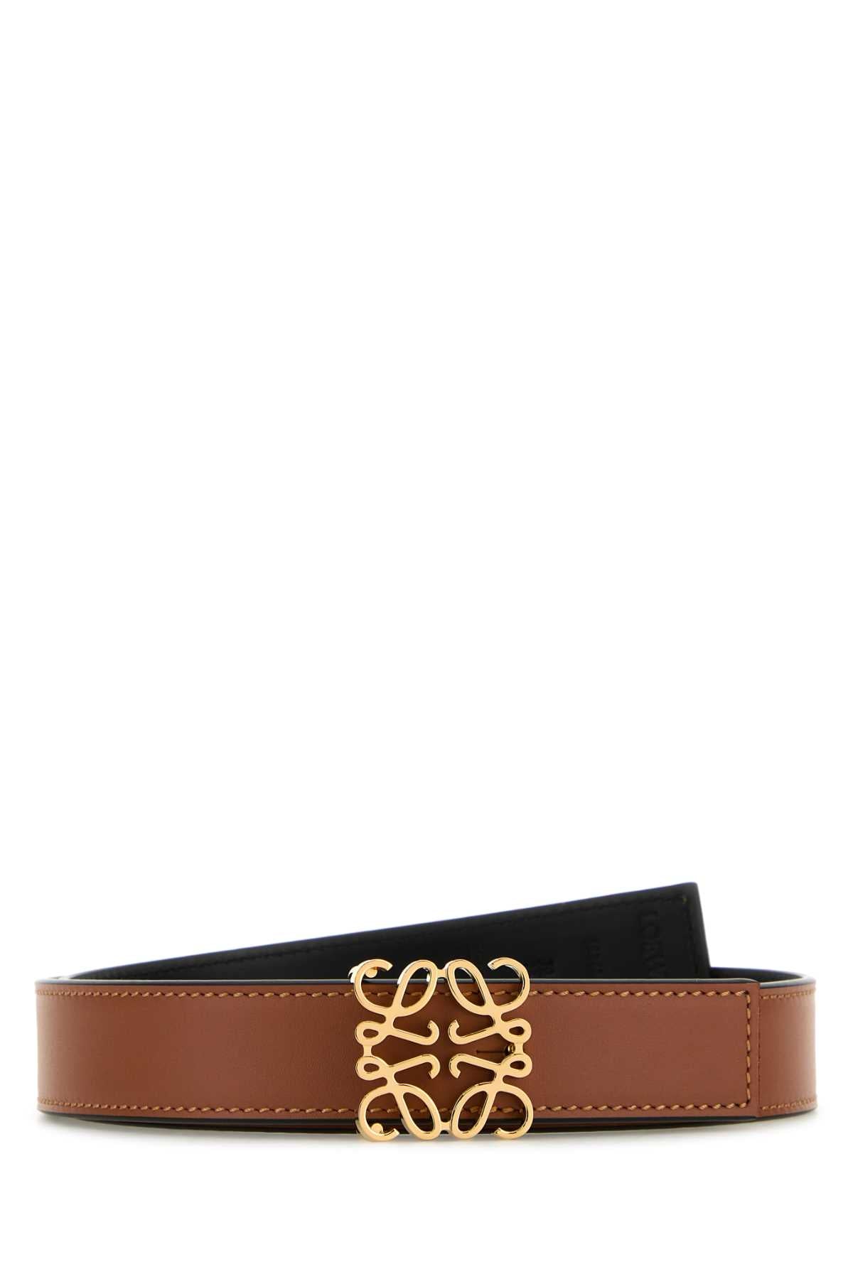 Loewe Women Caramel Leather Reversible Belt LOEWE