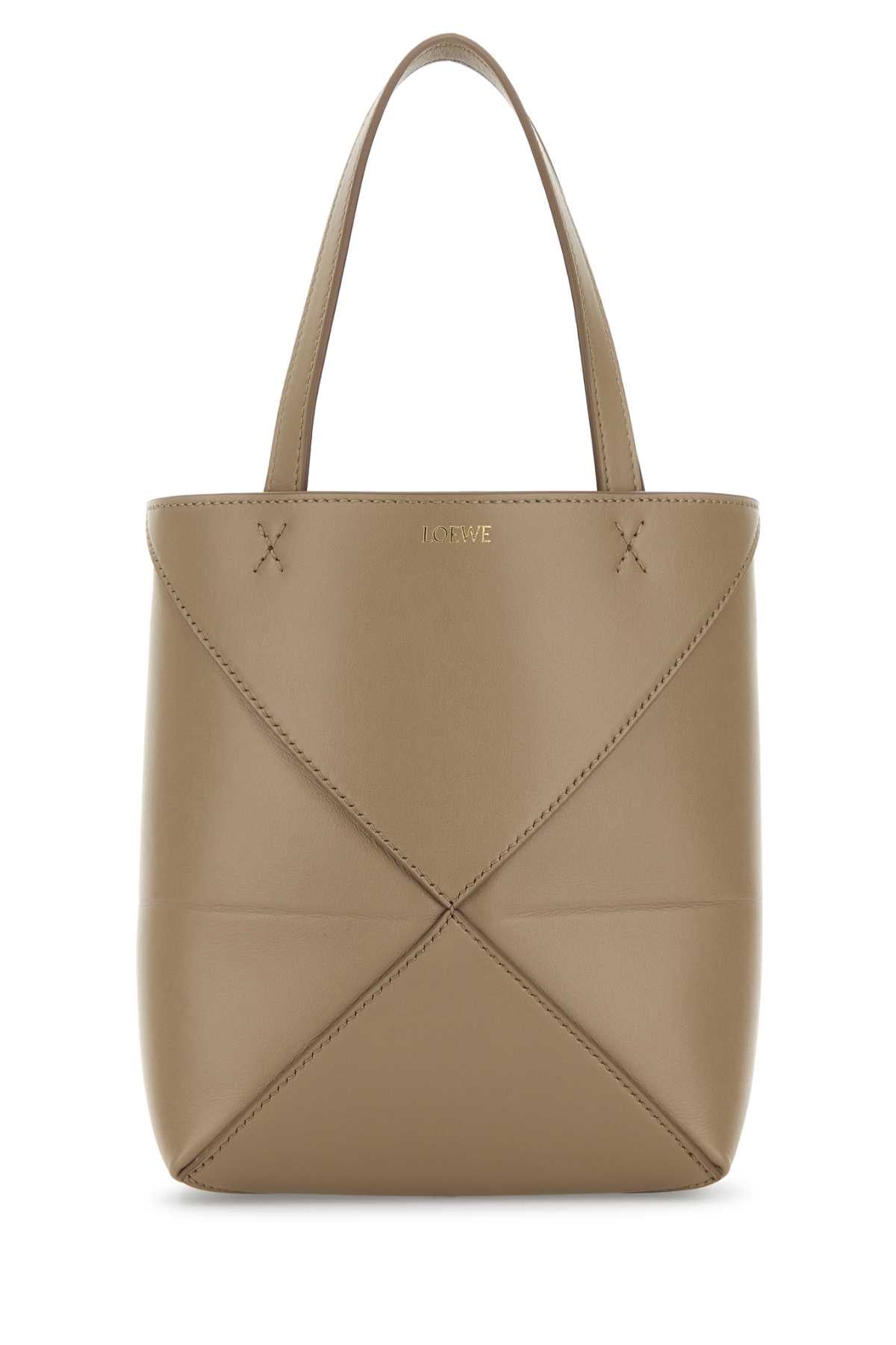 Loewe Women Beige Leather Mini Puzzle Fold Handbag LOEWE
