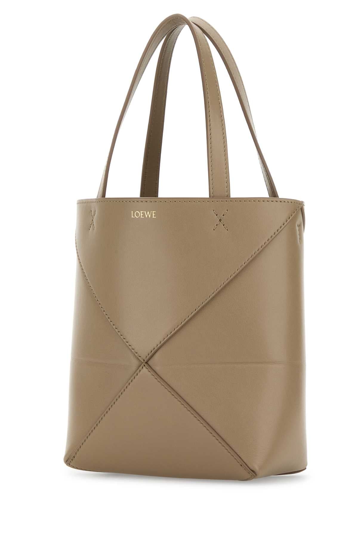 Loewe Women Beige Leather Mini Puzzle Fold Handbag LOEWE