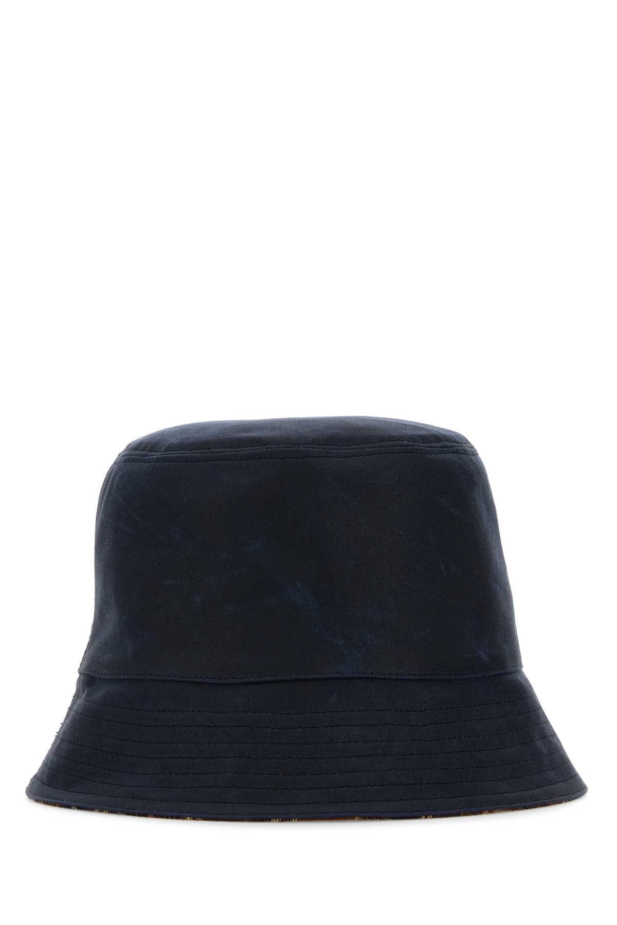 Loewe Men Navy Blue Canvas Reversibile Bucket Hat LOEWE