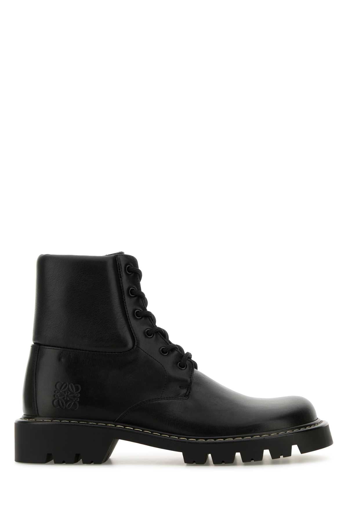 Loewe Men Black Leather Sierra Ankle Boots LOEWE