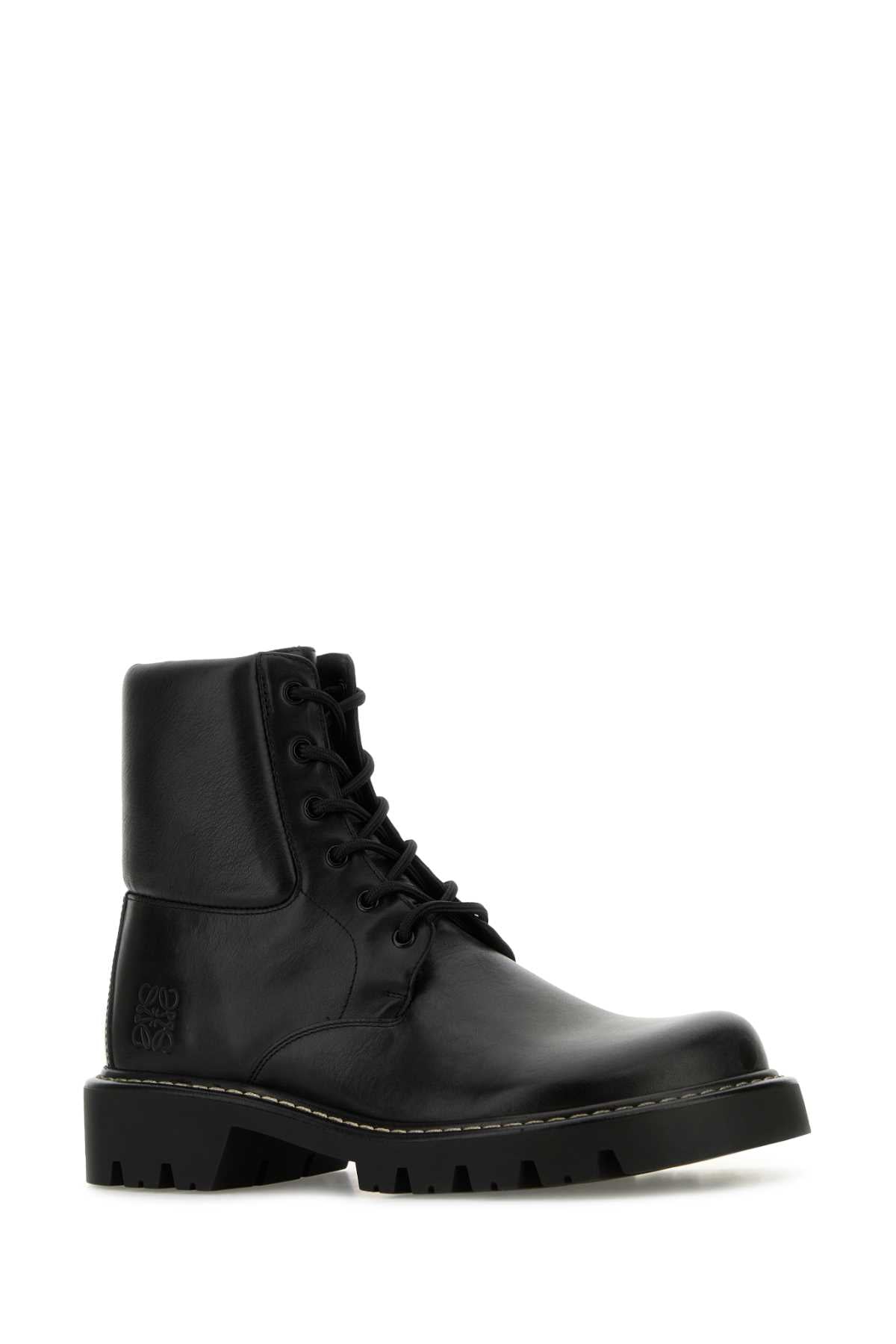 Loewe Men Black Leather Sierra Ankle Boots LOEWE