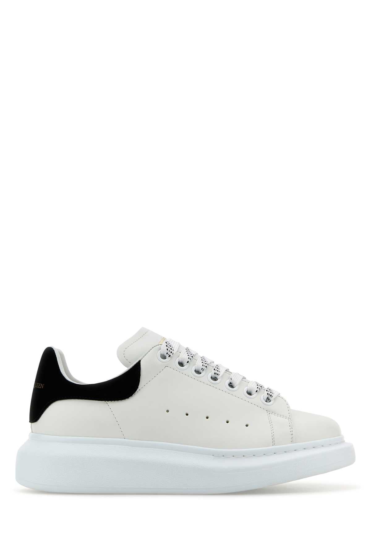 Alexander Mcqueen Women White Leather Sneakers With Black Suede Heel ALEXANDER MCQUEEN