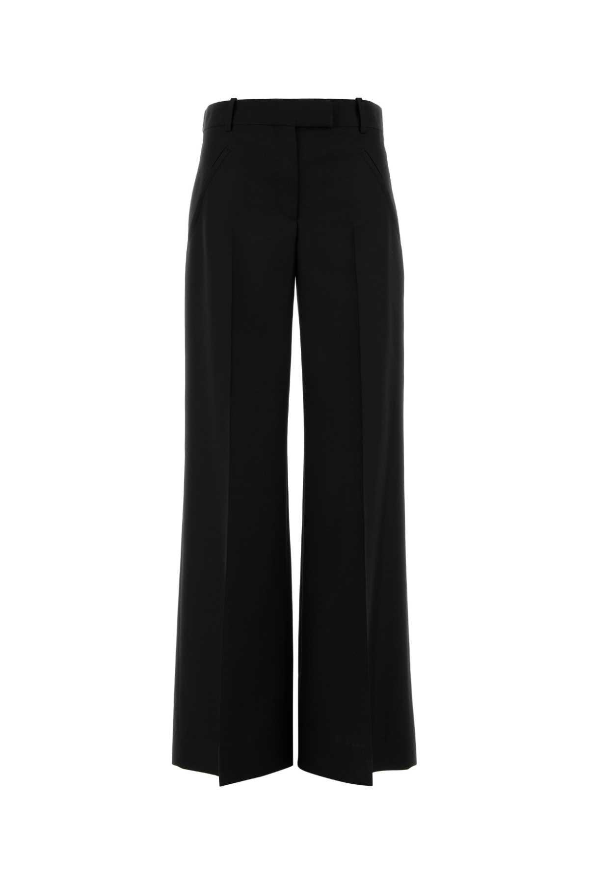 Alexander Mcqueen Women Black Wool Blend Wide-Leg Pant ALEXANDER MCQUEEN