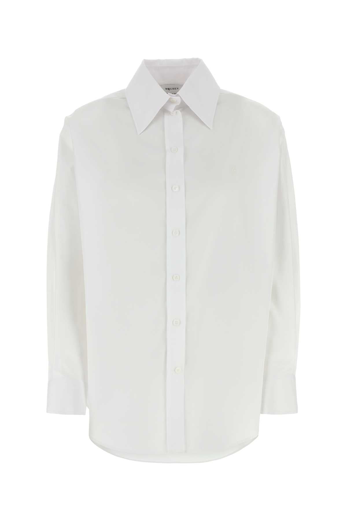 Alexander Mcqueen Women White Poplin Shirt