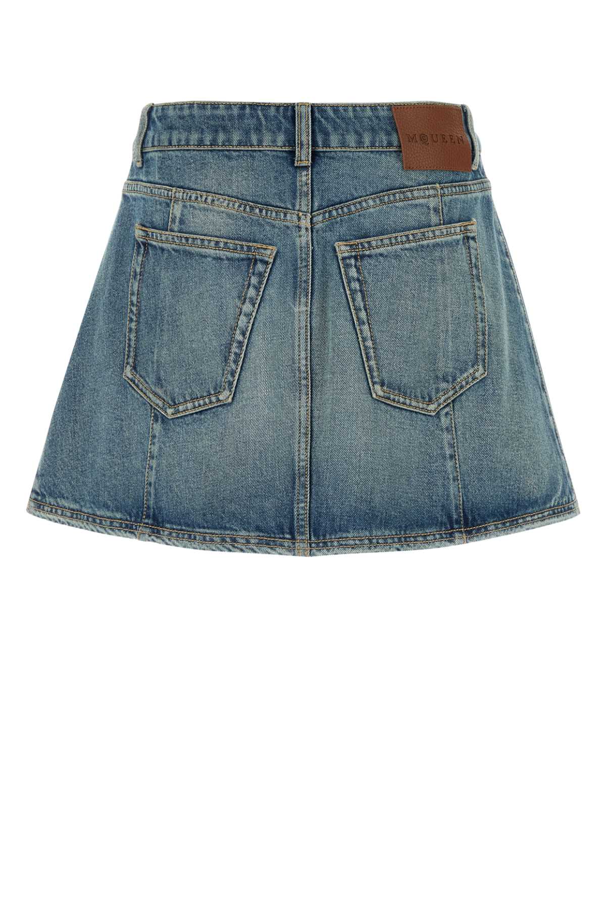 Alexander Mcqueen Women Denim Mini Skirt ALEXANDER MCQUEEN