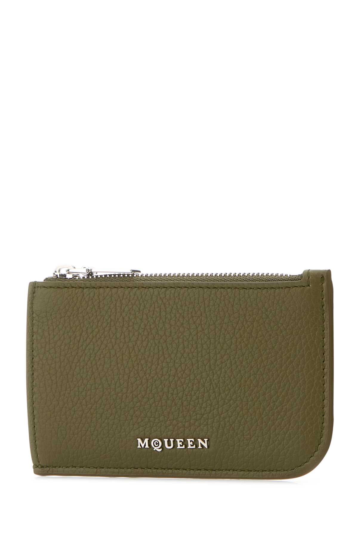 Alexander Mcqueen Men Army Green Leather Card Holder ALEXANDER MCQUEEN