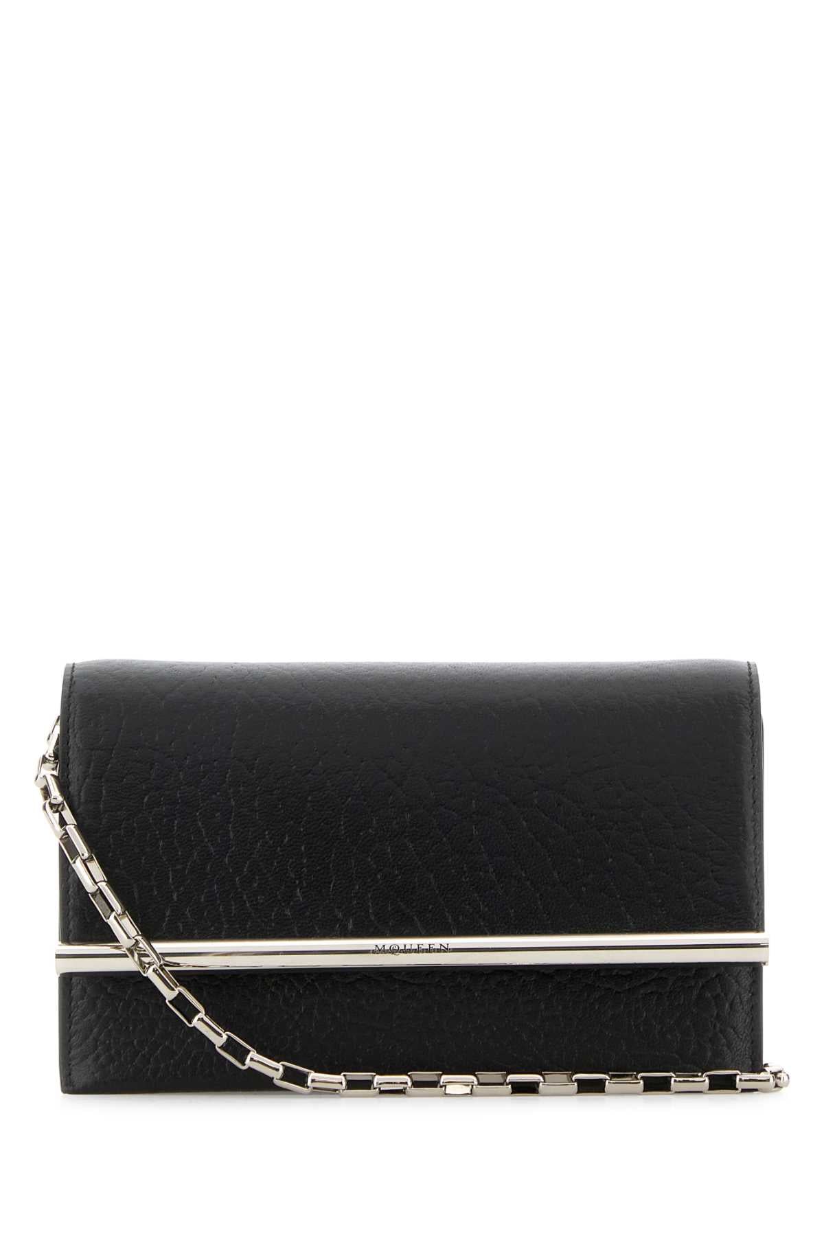 Alexander Mcqueen Women Black Leather Mini Cross-Bar Clutch ALEXANDER MCQUEEN