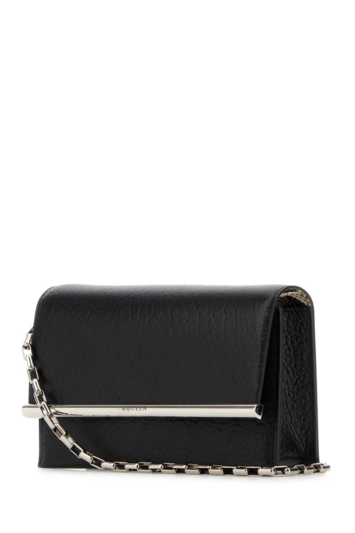 Alexander Mcqueen Women Black Leather Mini Cross-Bar Clutch ALEXANDER MCQUEEN