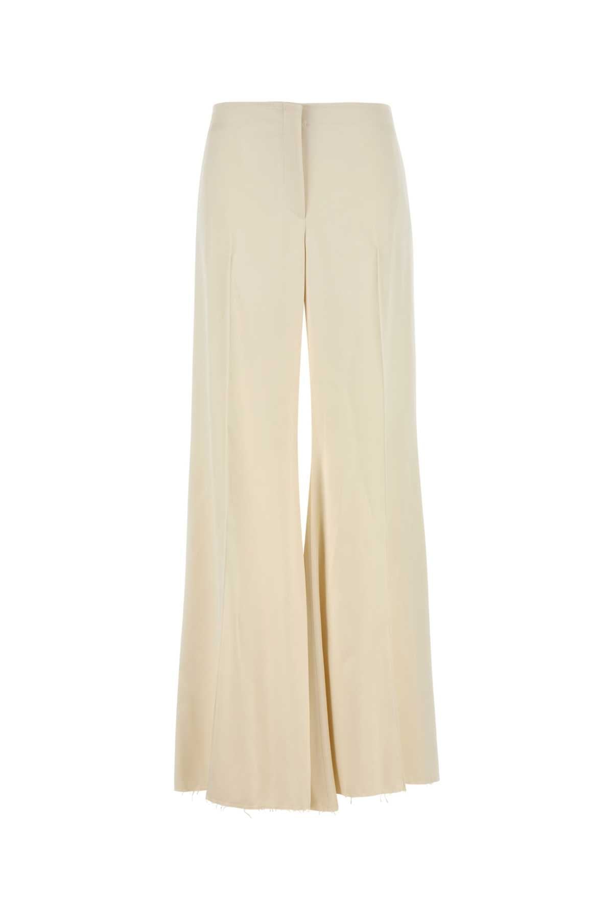 Alexander Mcqueen Women Cream Satin Wide-Leg Pant ALEXANDER MCQUEEN