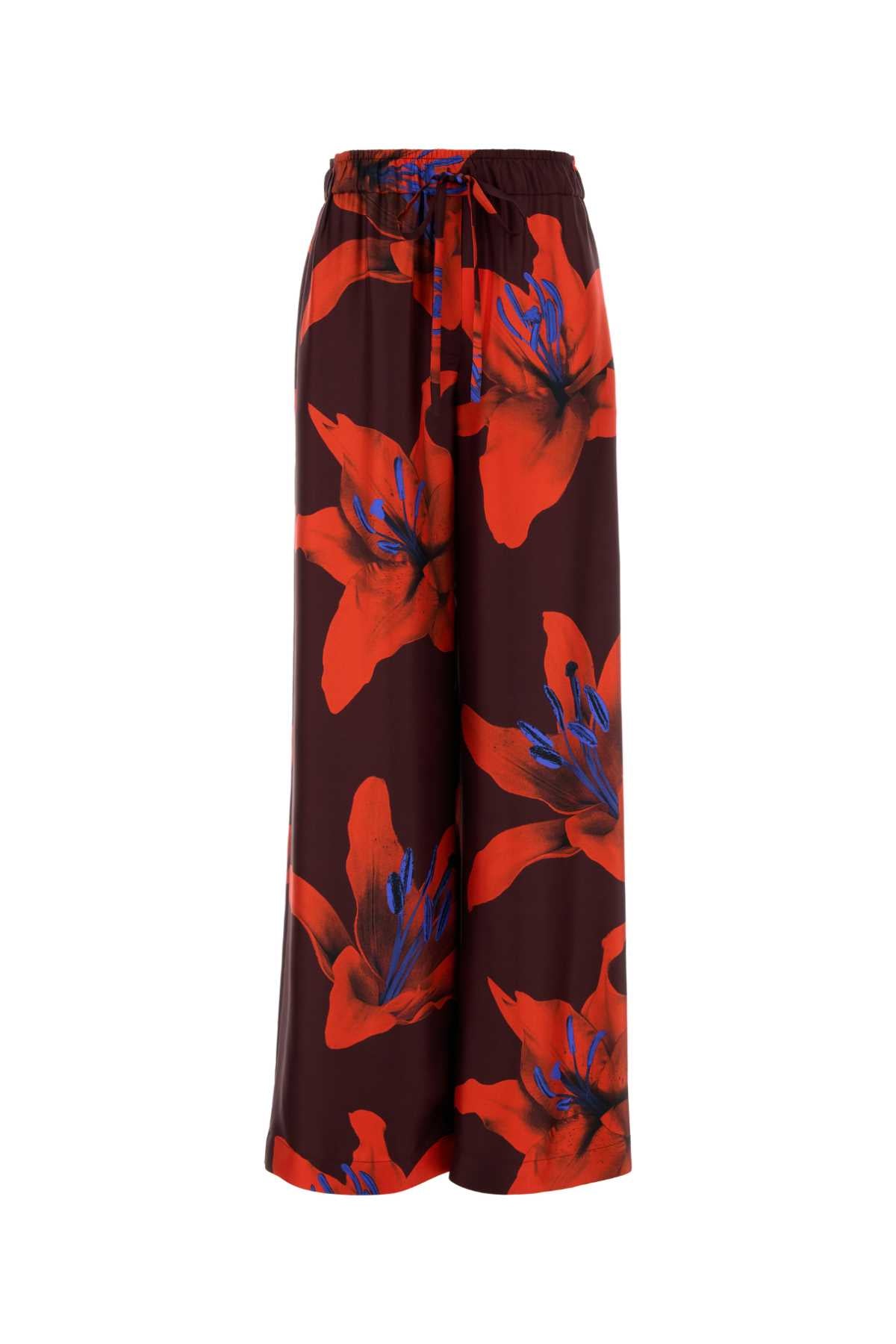 Alexander Mcqueen Women Printed Satin Wide-Leg Pant ALEXANDER MCQUEEN