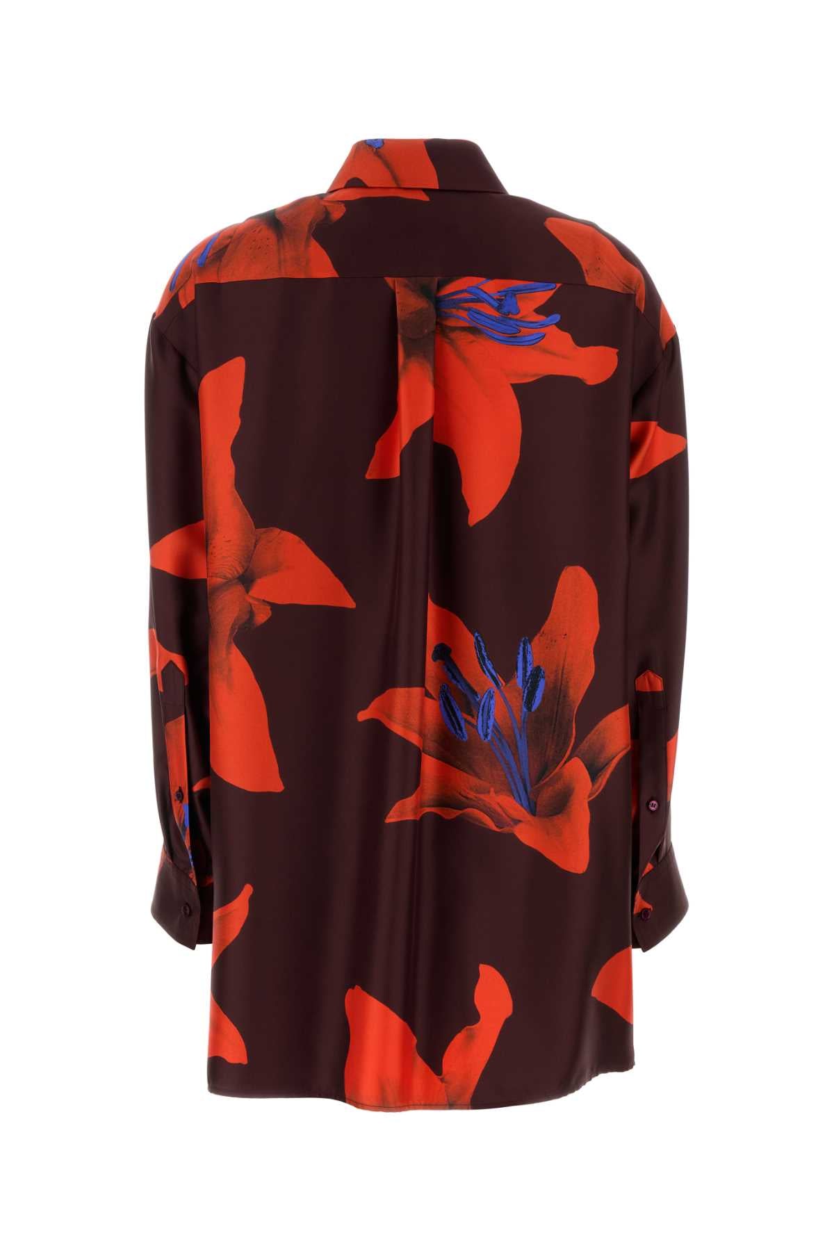 Alexander Mcqueen Women Printed Satin Oversize Shirt ALEXANDER MCQUEEN