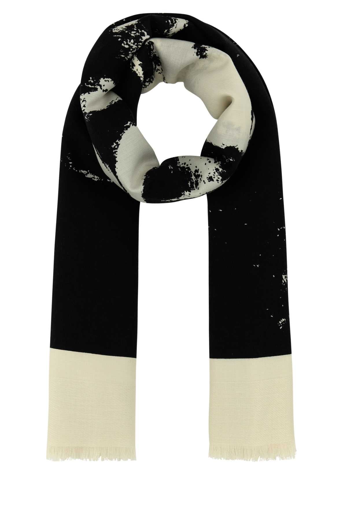 Alexander Mcqueen Women Ivory Silk Blend Scarf ALEXANDER MCQUEEN