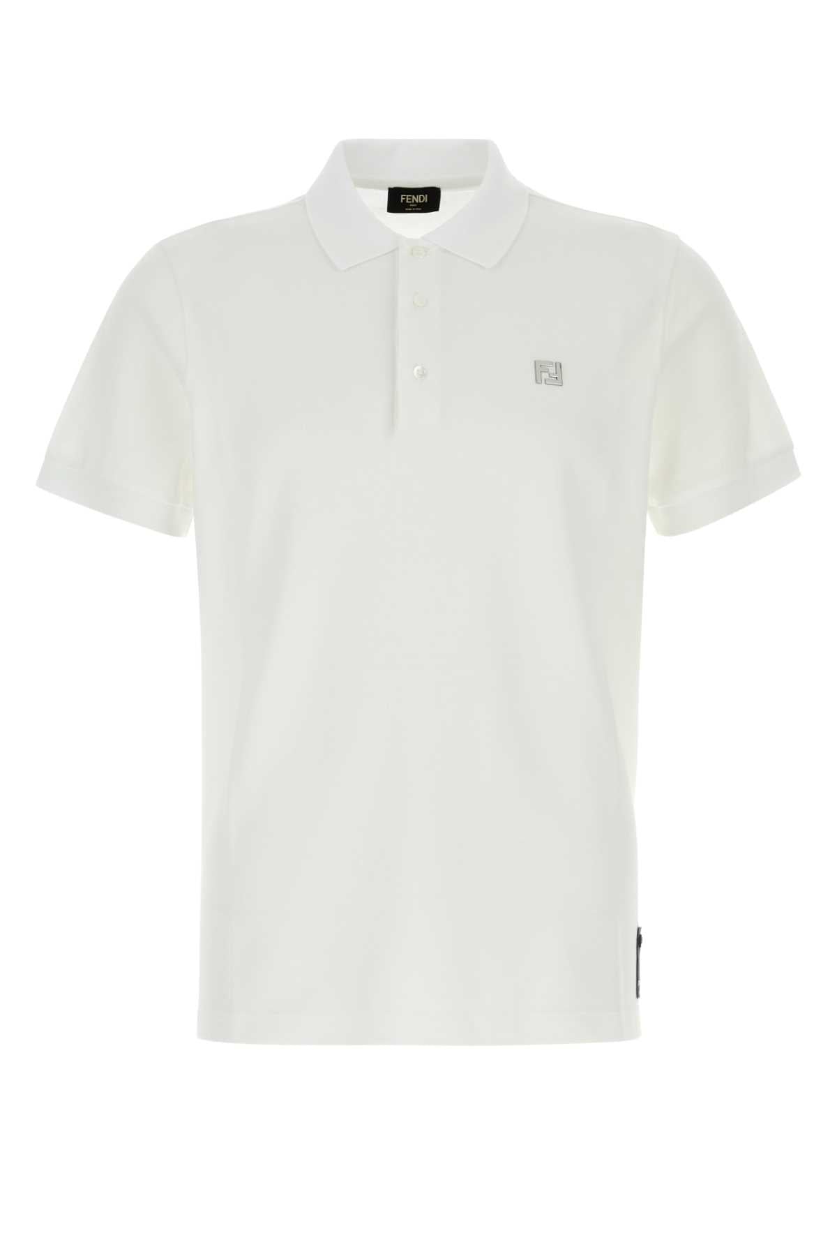 Fendi Men White Piquet Polo Shirt FENDI
