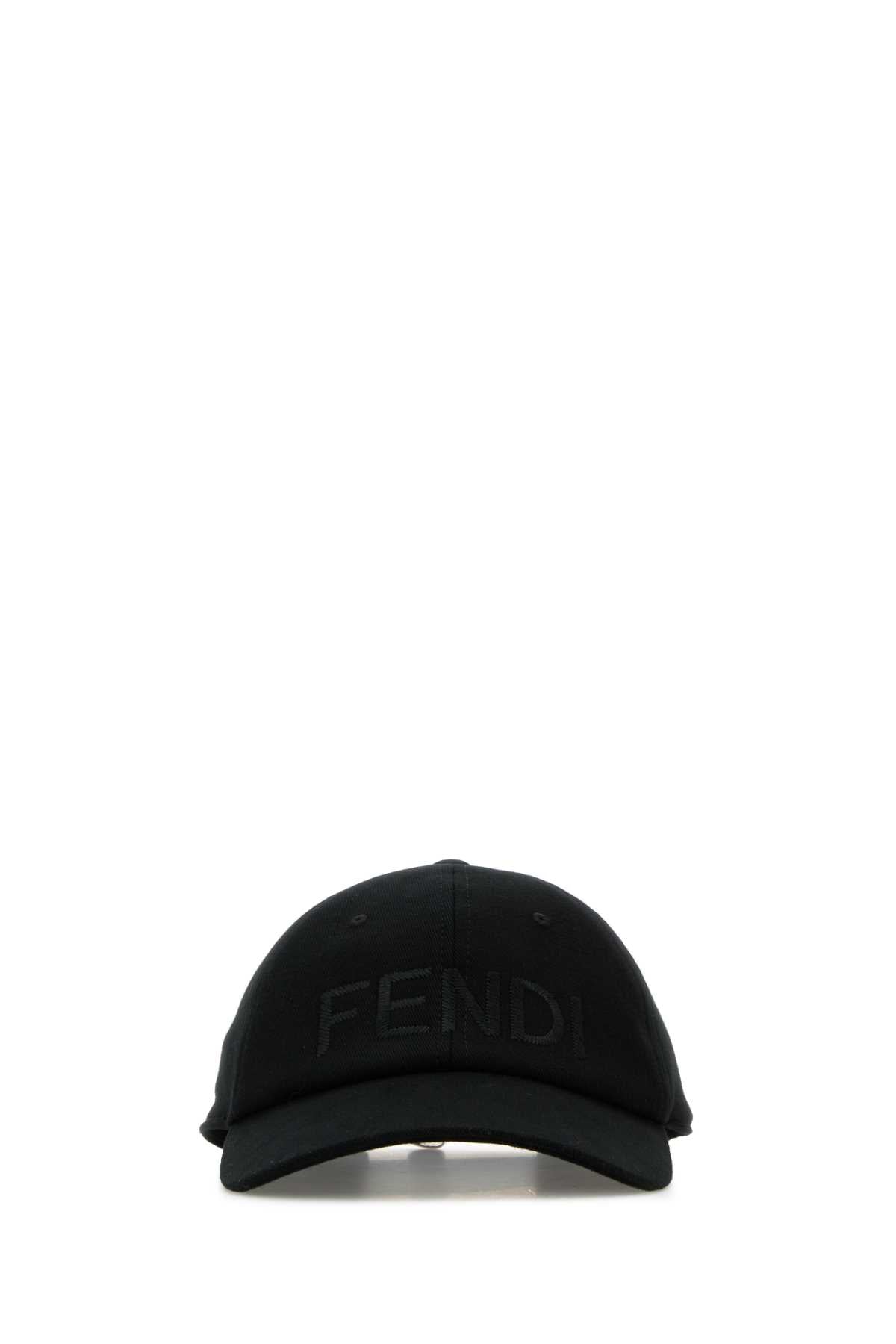 Fendi Men Black Stretch Cotton Baseball Cap FENDI